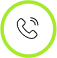 A circular icon with a lime green border  displaying a telephone..